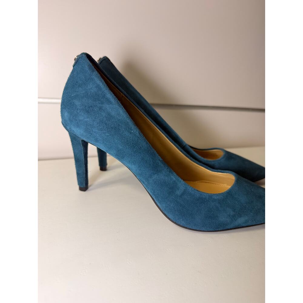 Michael Kors Turquoise Suede Pointed Toe Heels, Size 8 - Picture 3 of 8